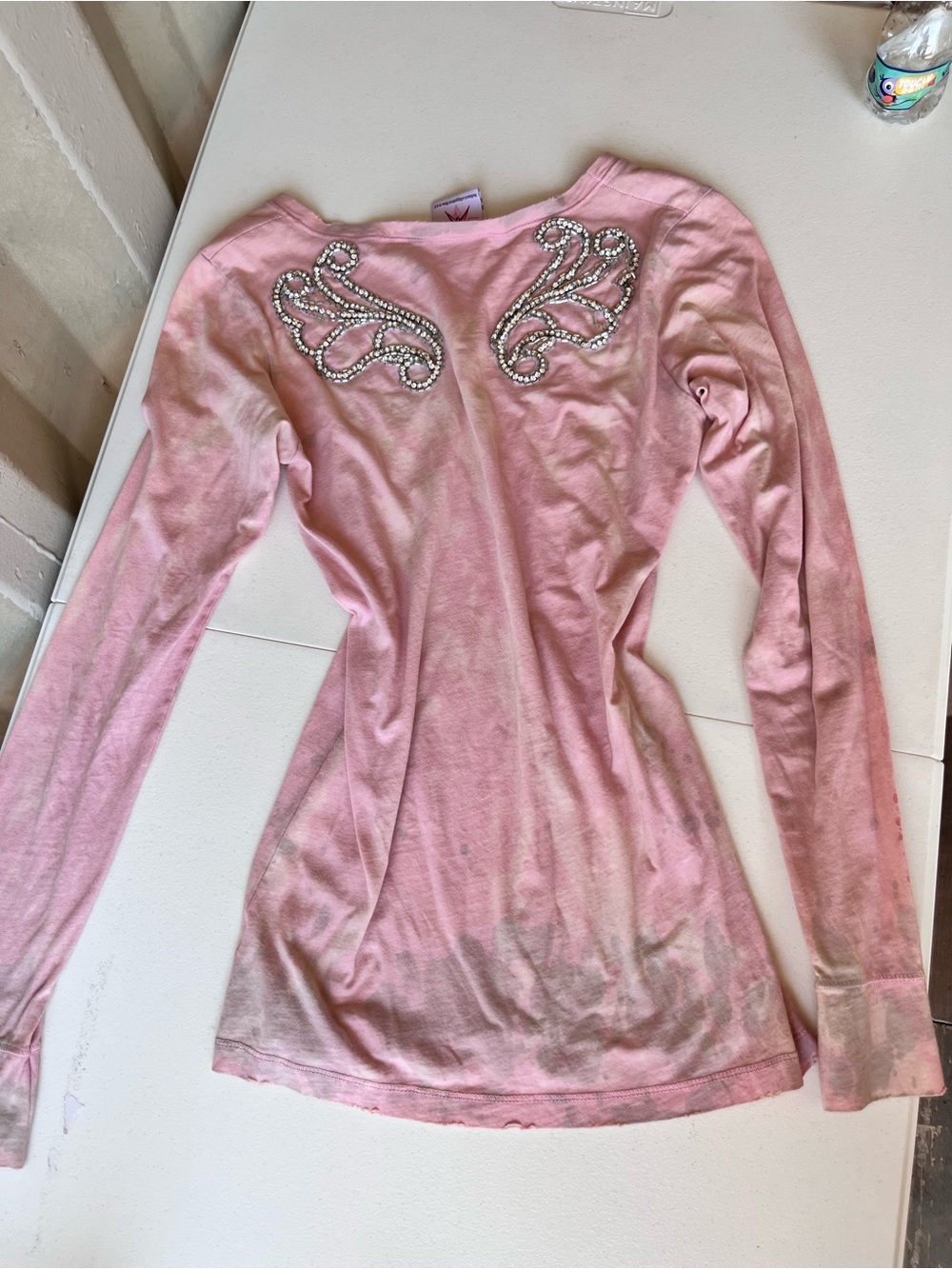 Pink Y2K, PRETTY PUNK LA Long-Sleeve Top with Embellished Back